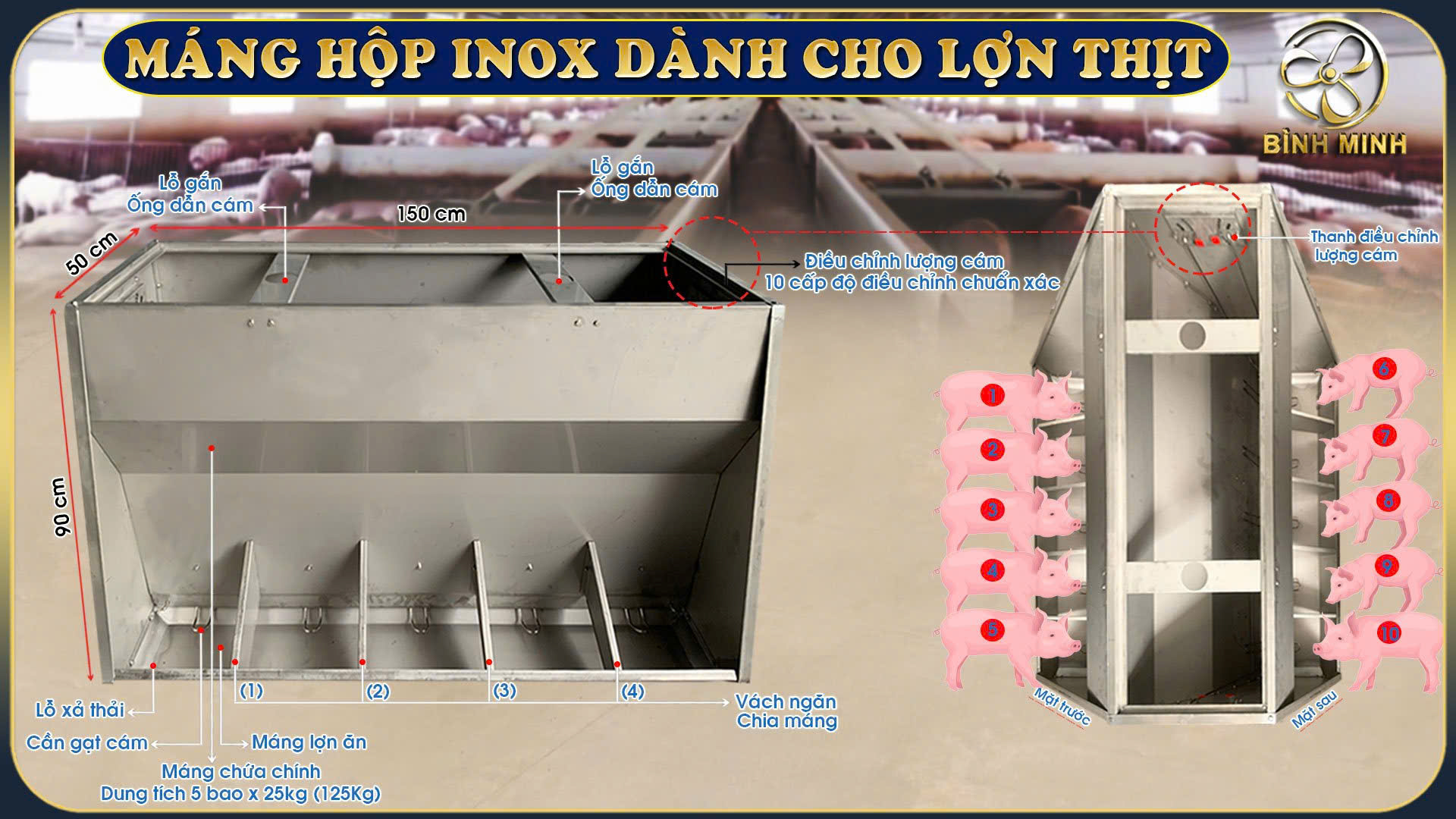 MÁNG ĂN CHO HEO THỊT
